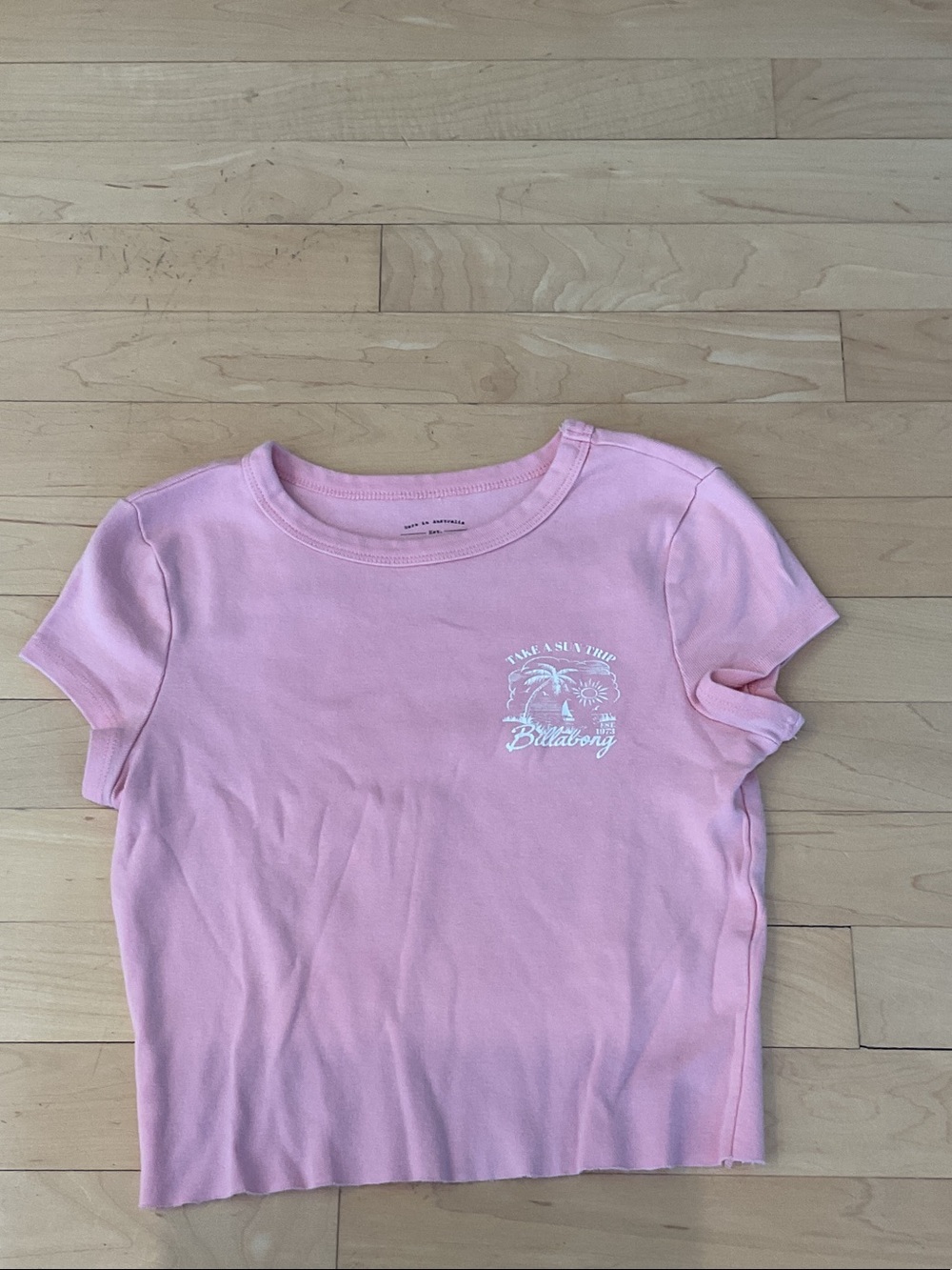 Billabong Pink Short Sleeve Tee with White Tropical Logo ☀️